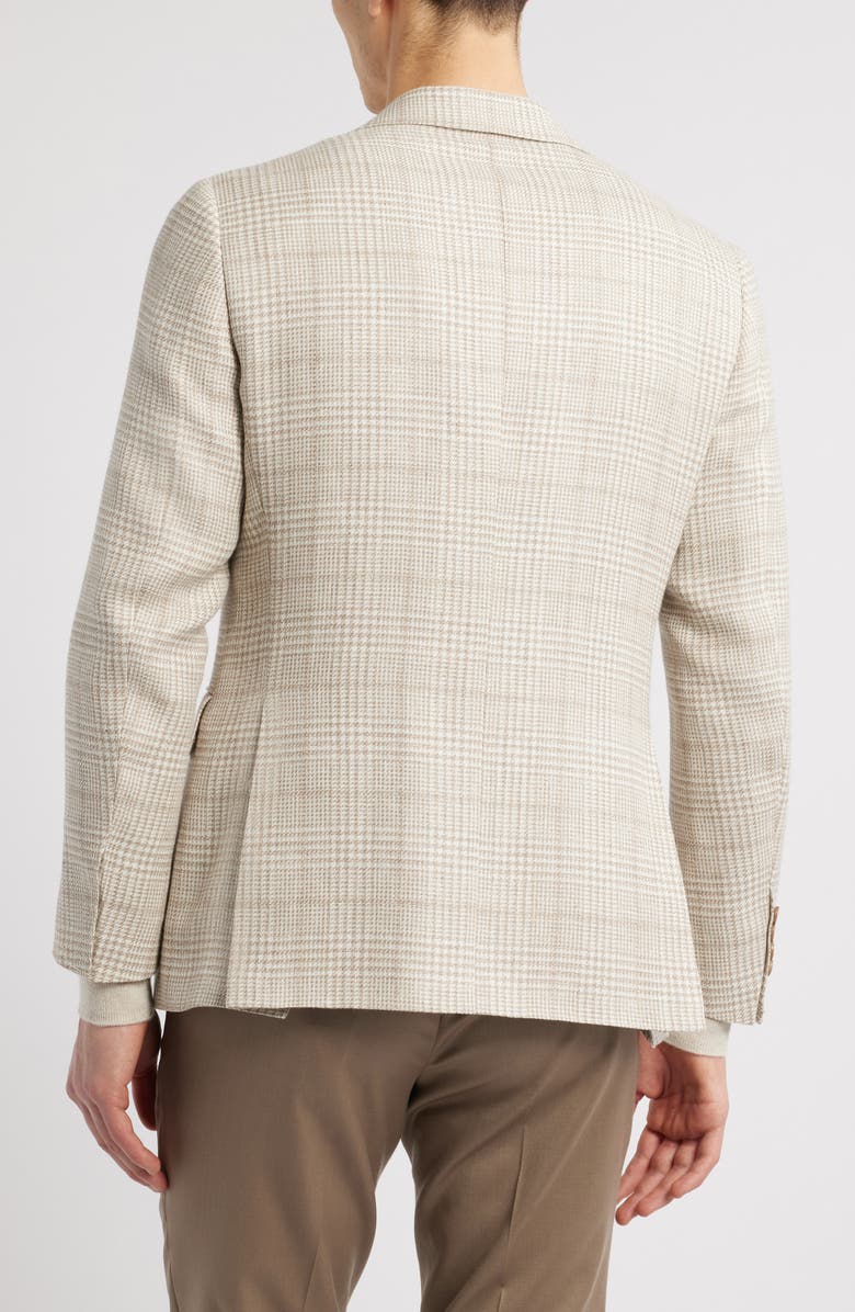 Canali Capri Trim Fit Plaid Wool & Linen Blend Sport Coat, Alternate, color, Beige