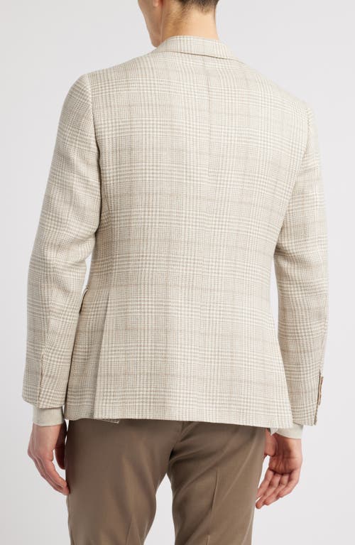 Canali Capri Trim Fit Plaid Wool & Linen Blend Sport Coat In Beige