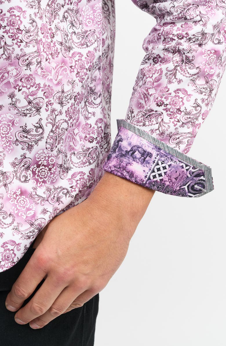 Robert Graham Downing Long Sleeve Button-Up Shirt, Alternate, color, Berry