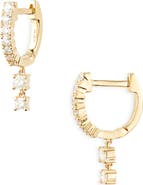 EF Collection Diamond Huggie Double Drop Earrings