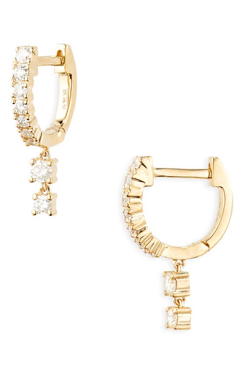 EF Collection Diamond Huggie Double Drop Earrings in Yellow Gold at Nordstrom