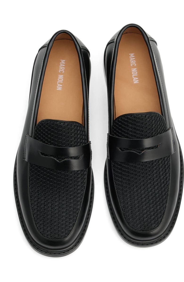 MARC NOLAN Ms. Calum Leather Penny Loafers, Alternate, color, Black