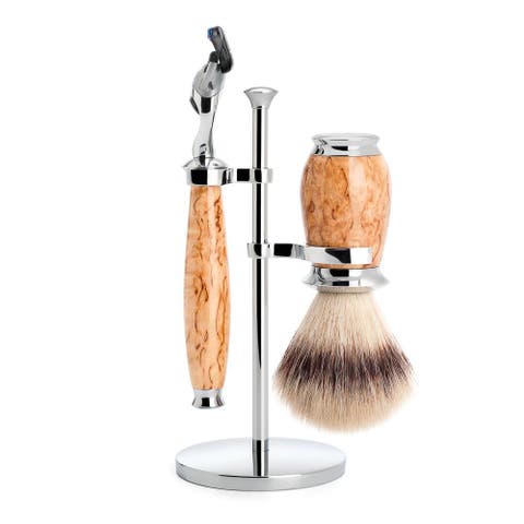 Purist Karelian Masur Birch 3-Piece Silvertip Fiber & Fusion Shaving Set