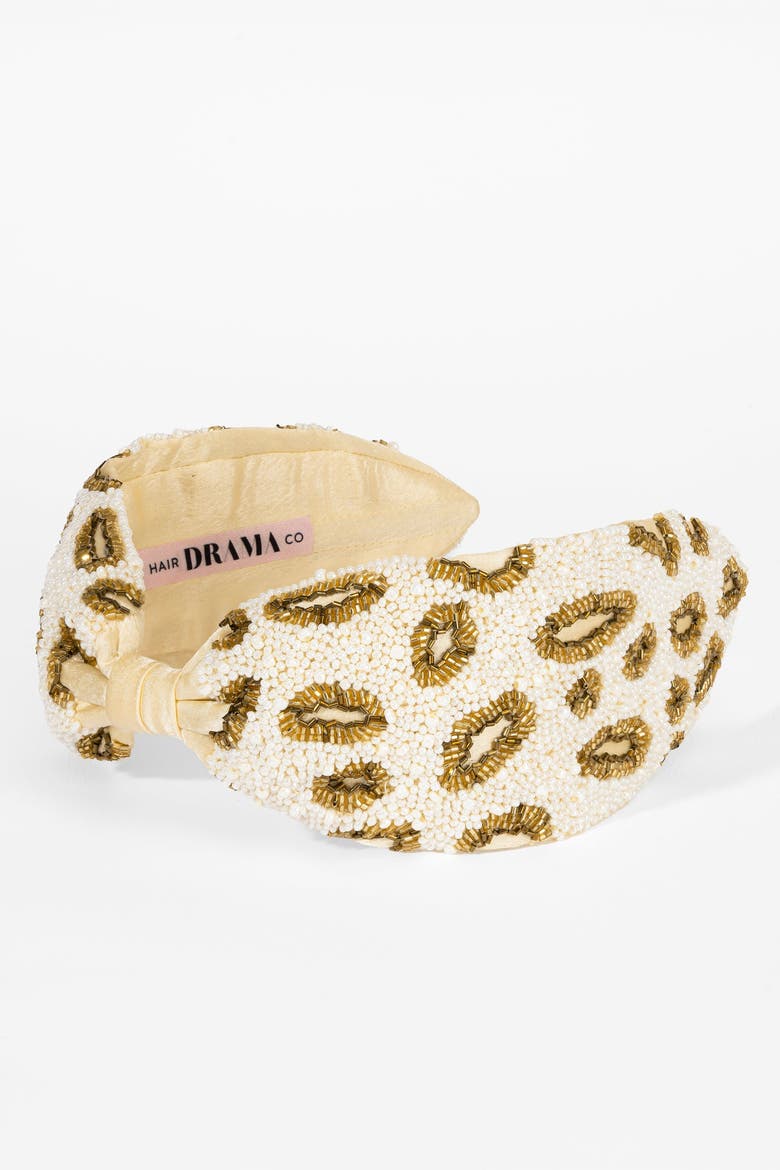 Champagne Leopard Headband, Alternate, color, Ivory