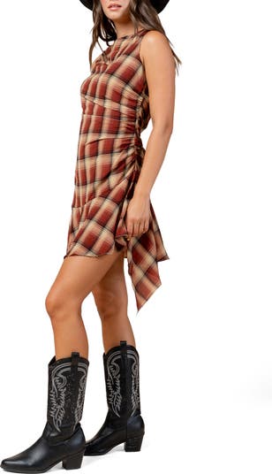 Plaid Asymmetric Dress