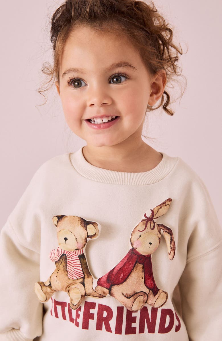 NEXT Kids' Little Friends Cotton Graphic Sweatshirt, Alternate, color, White