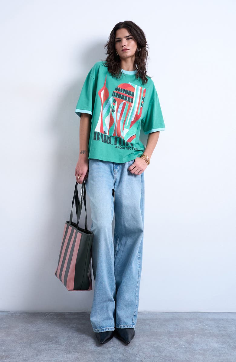 Topshop Barcelona Graphic Cotton T-Shirt, Alternate, color, Mgreen