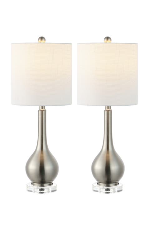 Dylan 25" Metal/Crystal Teardrop LED Table Lamp (Set of 2)