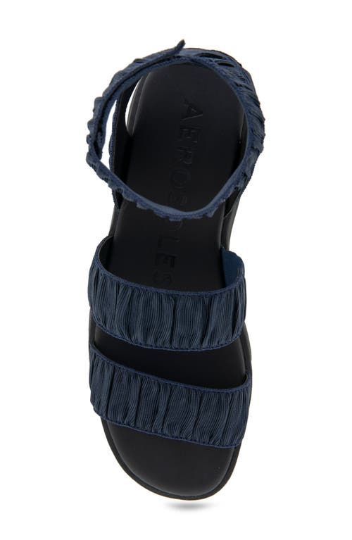 Shop Aerosoles Fiona Flatform Sandal In Navy Rouched Elastic Fabric