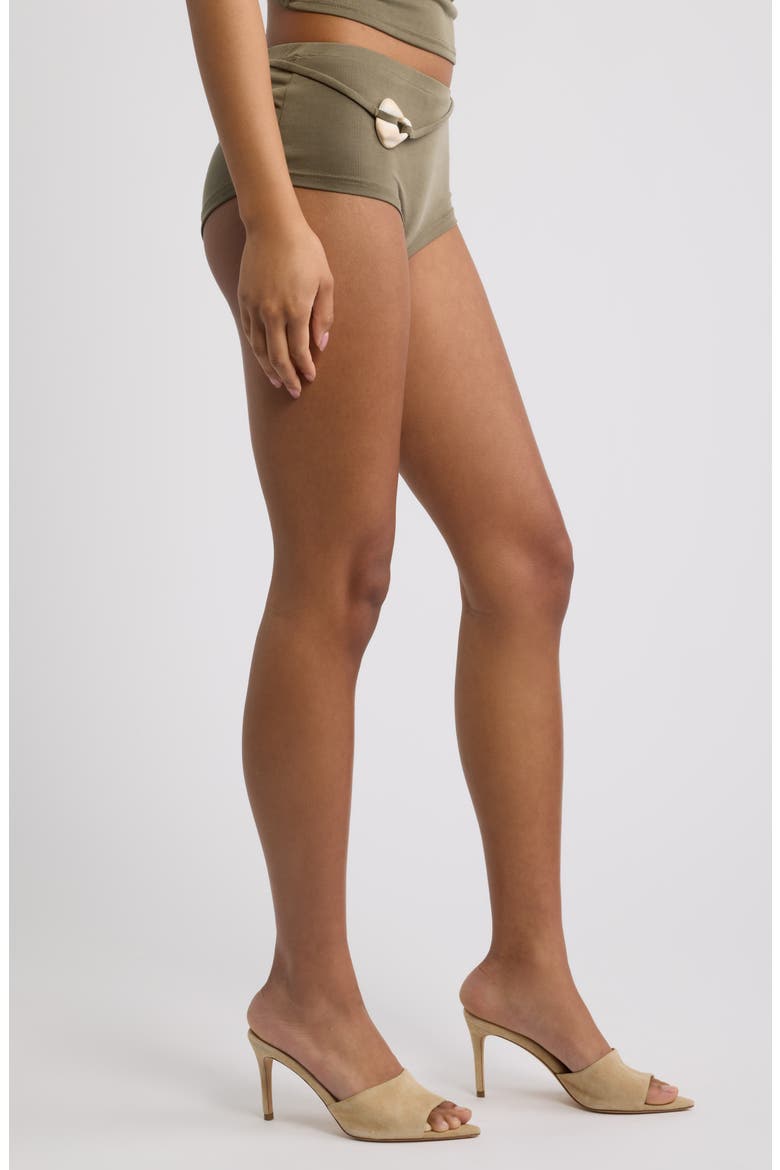 Kireza Twist Mini Shorts, Alternate, color, KHAKI