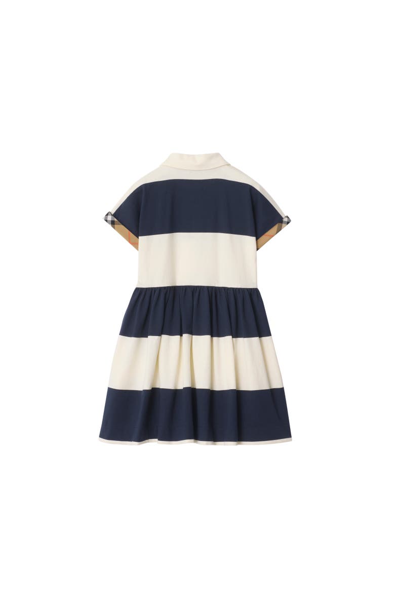 Burberry Check Trim Striped Cotton Shirt Dress, Alternate, color, Navy/Optic White