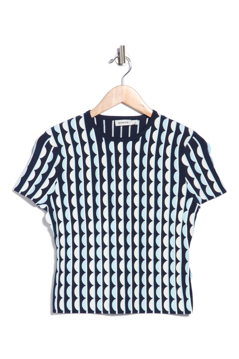 Kendra Scallop Knit Top, Main, color, SKY MULTI