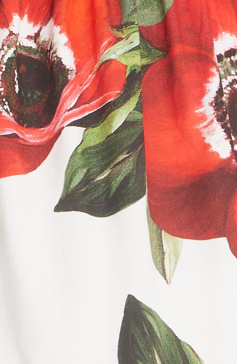 Dolce&Gabbana Poppy Print Tiered Cotton Poplin A-Line Dress, Alternate, color, 