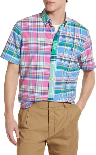 Men's Classic Fit Plaid Short Sleeve Button-Down Shirt