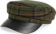NORDSTROM RACK Plaid Faux Leather Brim Cabbie Driving Cap