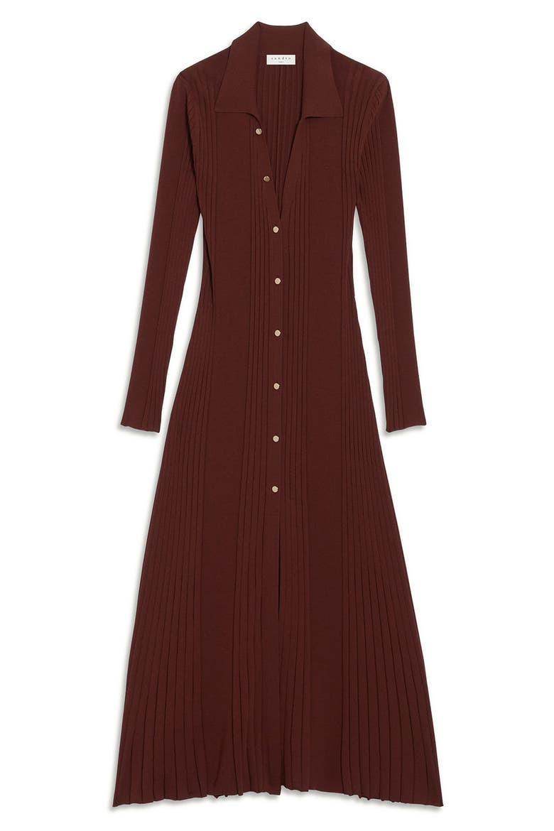 Long Sleeve Knit Maxi Shirtdress, Alternate, color, CACAO