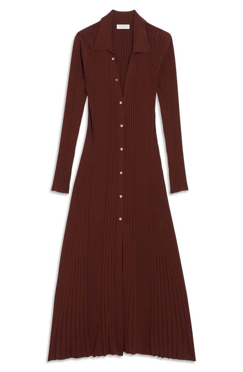 SANDRO Long Sleeve Knit Maxi Shirtdress, Alternate, color,