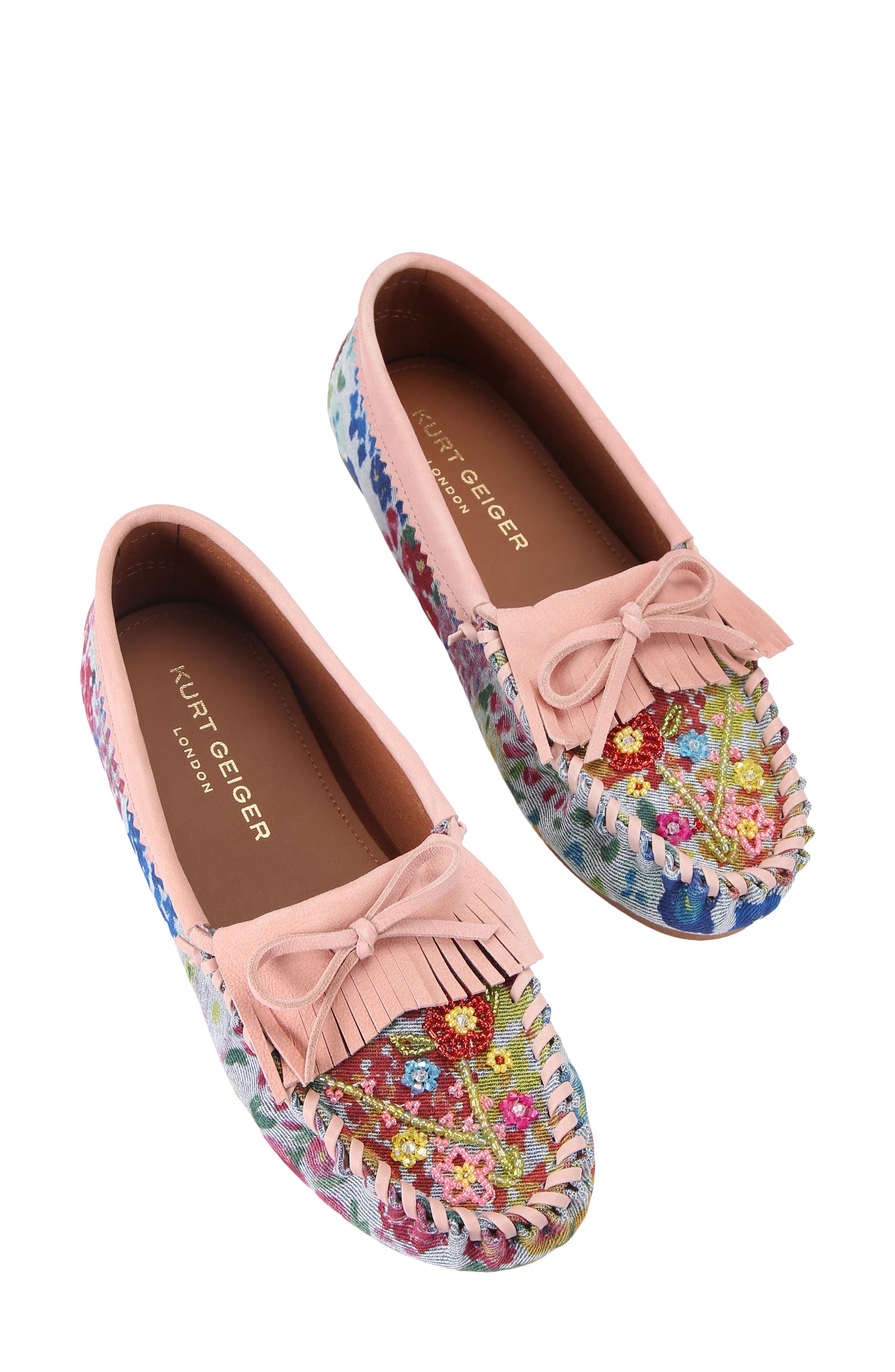 Kurt Geiger London Beaded Moc Toe Loafer, Alternate, color, Light/ Pastel Blue