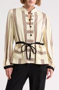 DRESS TO Stripe Drawstring Waist Jacket