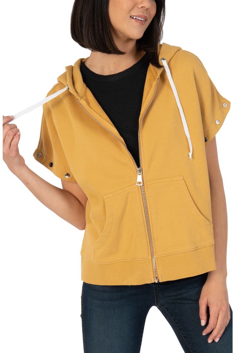 Madelyn Convertible Sleeve Zip-Up Hoodie, Alternate, color, MUSTARD
