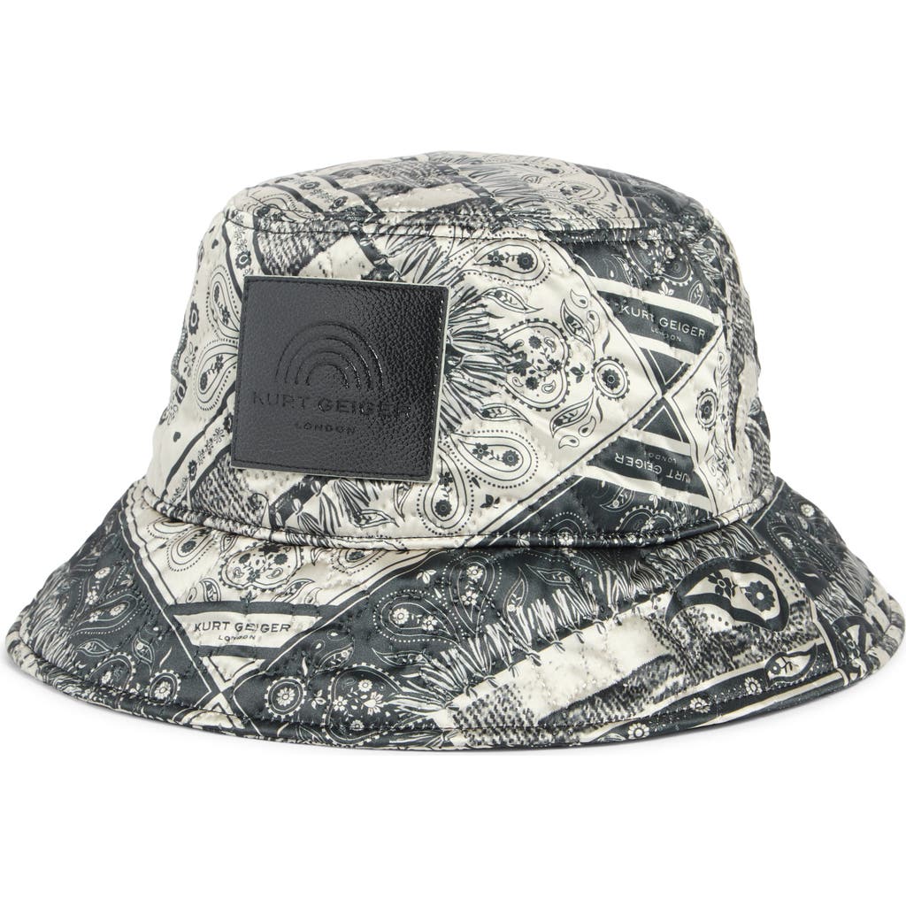 Kurt Geiger London Bandana Print Quilted Bucket Hat In Black
