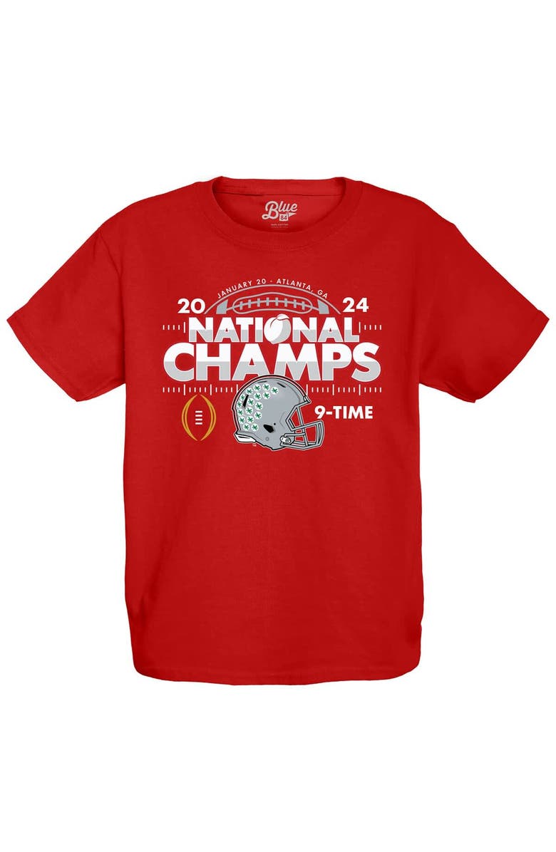BLUE 84 Youth Blue 84 Scarlet Ohio State Buckeyes College Football Playoff 2024 National Champions Schedule T-Shirt, Alternate, color, 