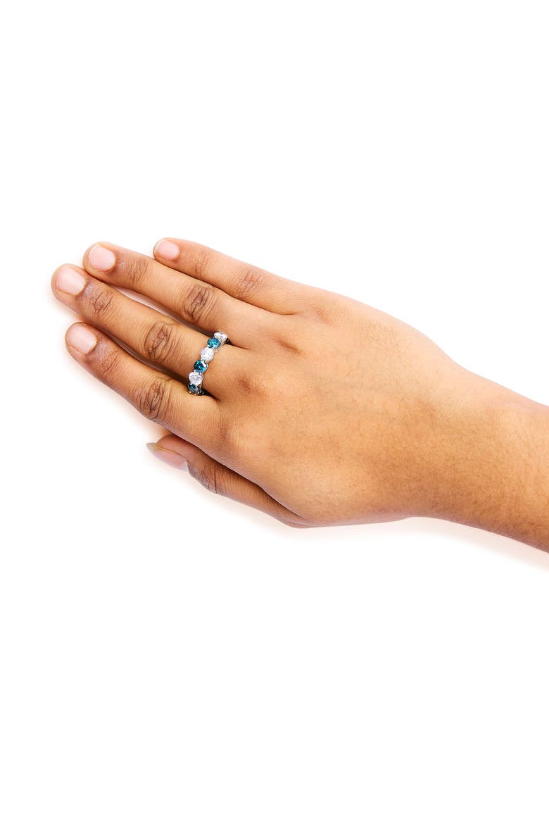 14K White Gold 6 1/4 Cttw Lab Grown White and Blue Diamond Eternity Band Ring, Alternate, color, White