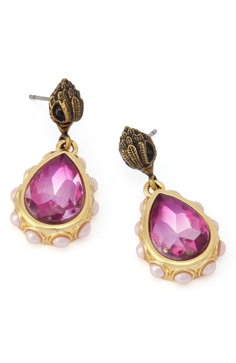 Kurt Geiger London Eagle Faux Pearl & Crystal Drop Earrings, Alternate, color, Pink