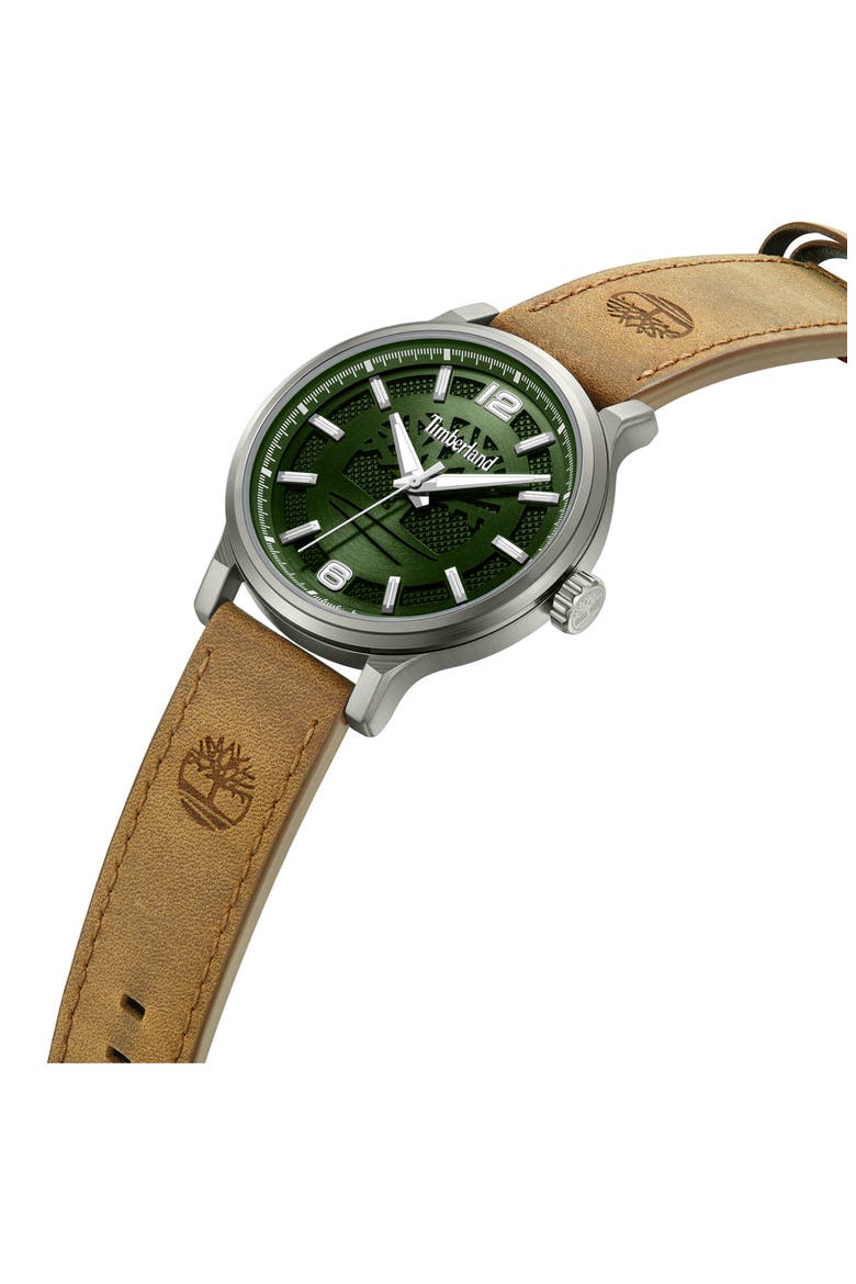 Driscoll Leather Strap Watch, 43mm, Alternate, color, DARK BROWN
