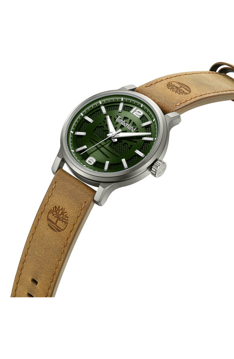 Timberland Driscoll Leather Strap Watch, 43mm, Alternate, color, Dark Brown