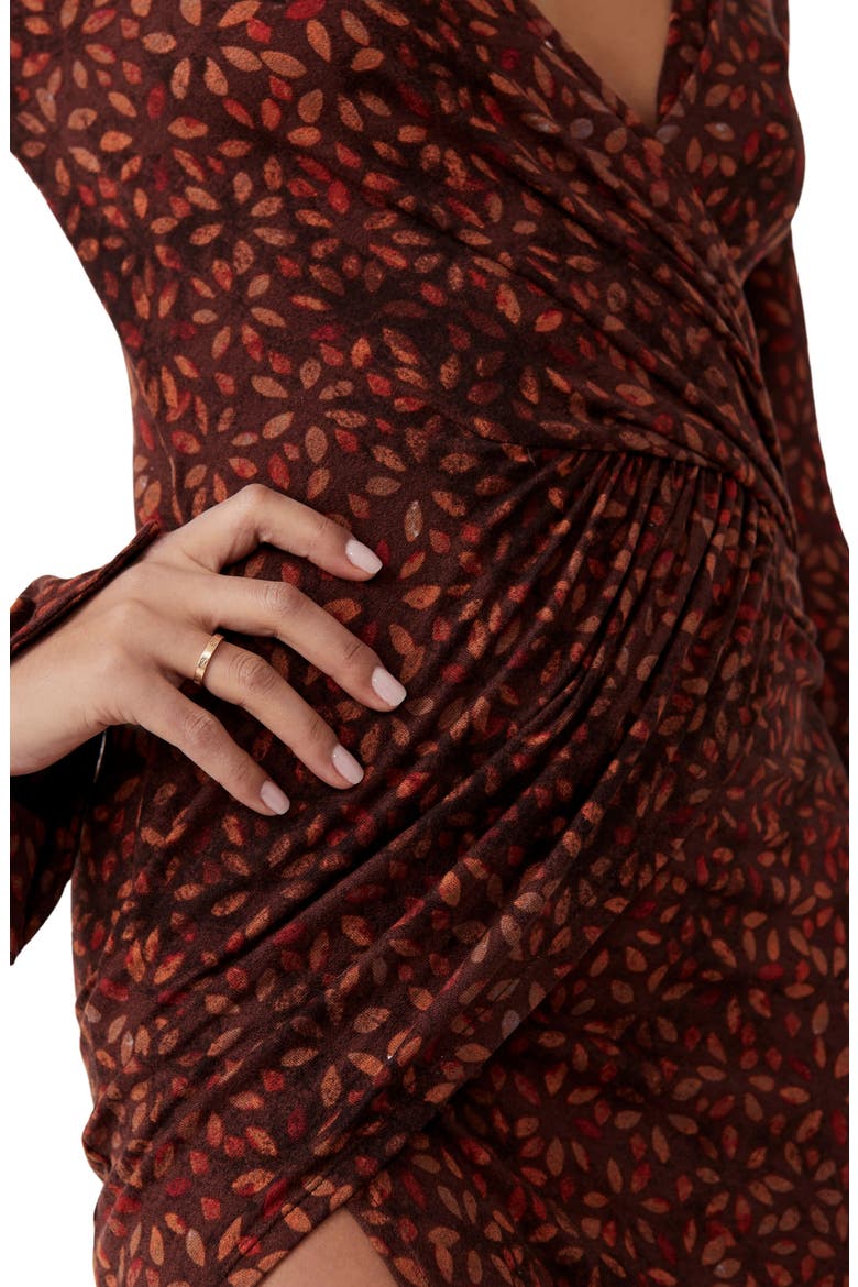 Shayla Floral Long Sleeve Wrap Dress, Alternate, color, CHOCOLATE COMBO