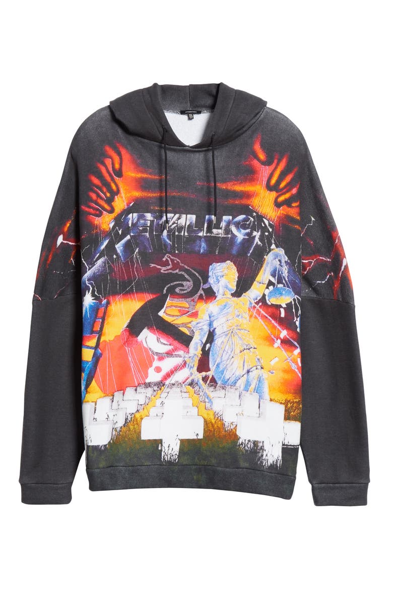 Metallica Print Hoodie, Alternate, color, BLACK