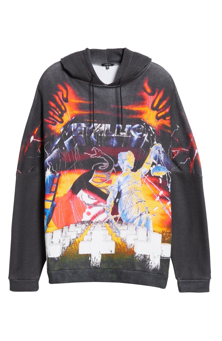 R13 Metallica Print Hoodie, Alternate, color,