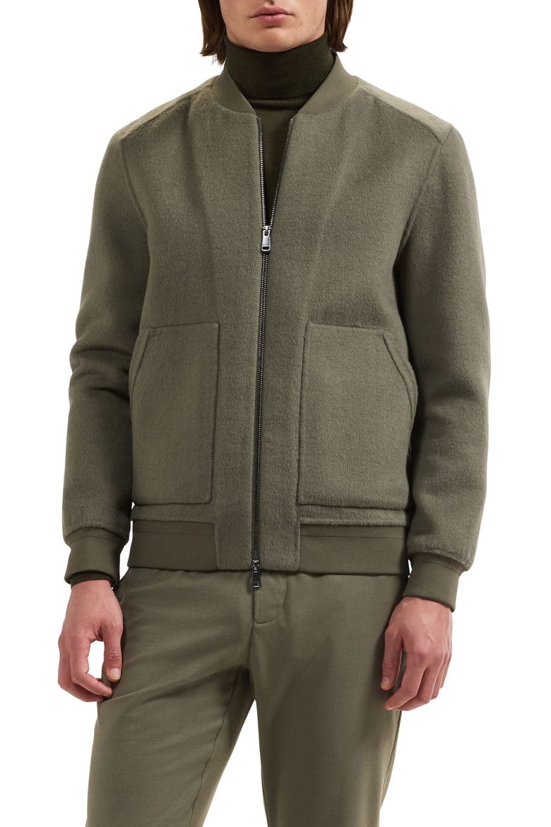 Wool Blend Bomber Jacket, Main, color, OLIVE