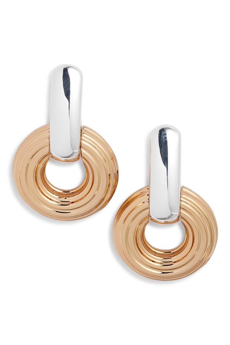 Doorknocker Drop Earrings, Main, color, LIGHT BRASS / LIGHT SILVER