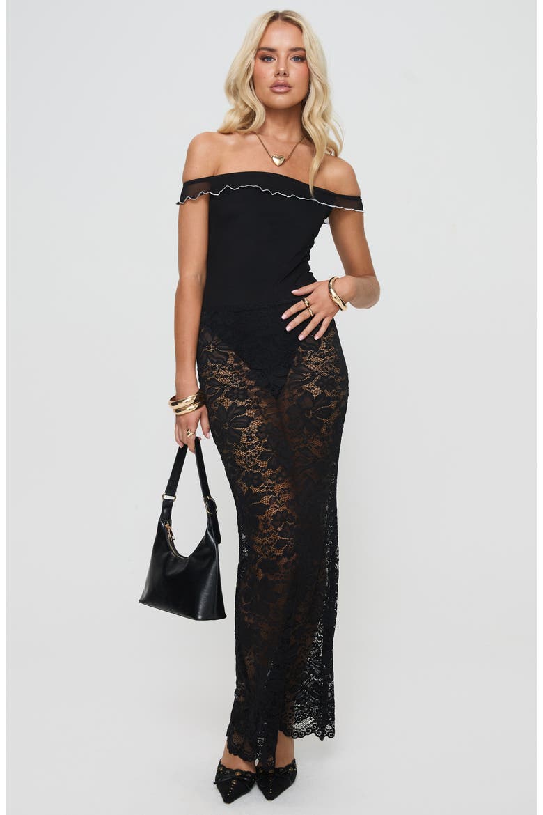 Lombardio Lace Maxi Skirt, Alternate, color, BLACK