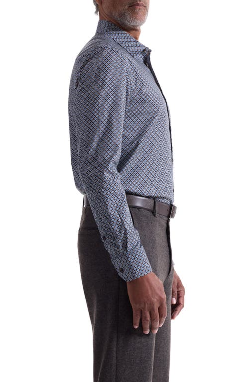 Bugatchi Julian Shaped Fit Neat Cotton Button-up Shirt In Brown