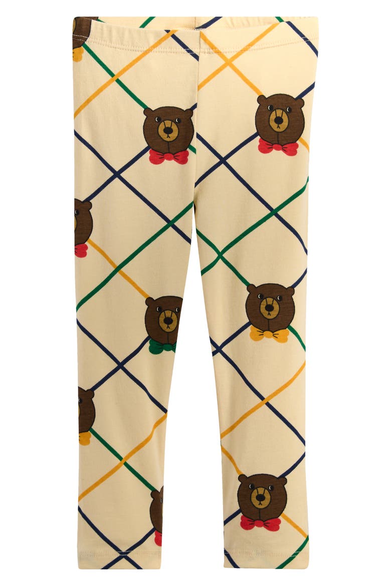 Bear Print Print Stretch Organic Cotton Leggings, Main, color, OFF-WHITE