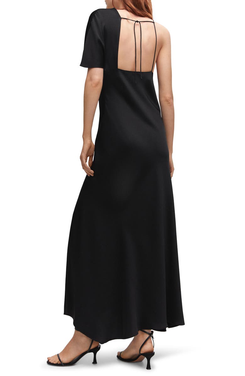 MANGO Asymmetric Lace & Satin Dress, Alternate, color,