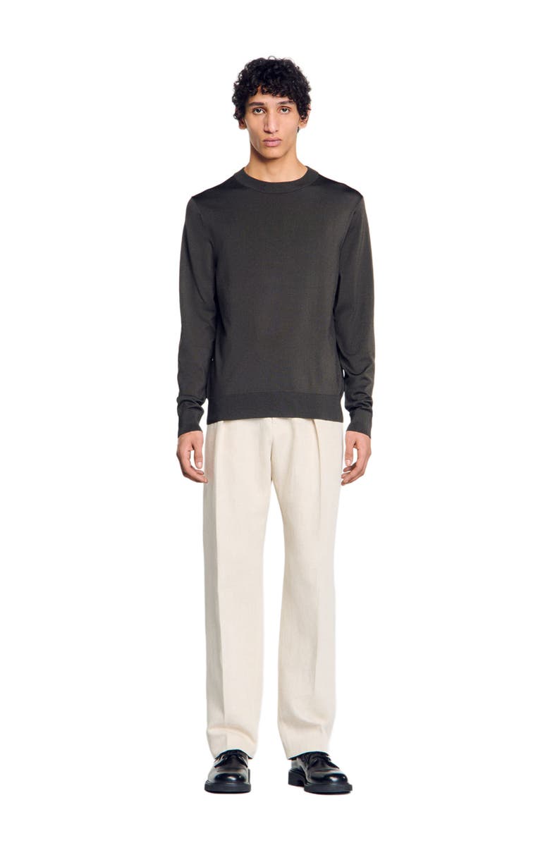 SANDRO Fine knit sweater, Main, color, Dark Kaki.