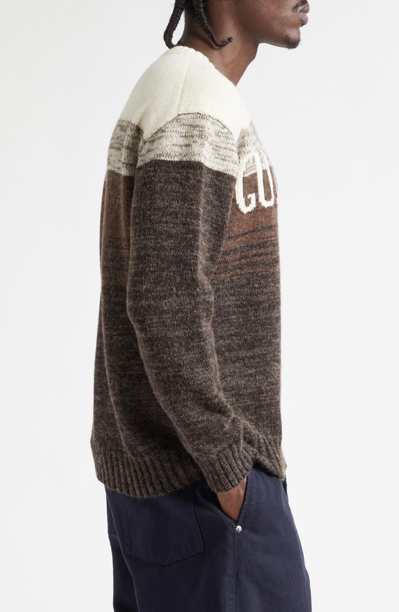 JW Anderson x Guinness Intarsia Logo Colorblock Wool Blend Sweater, Alternate, color, Brown