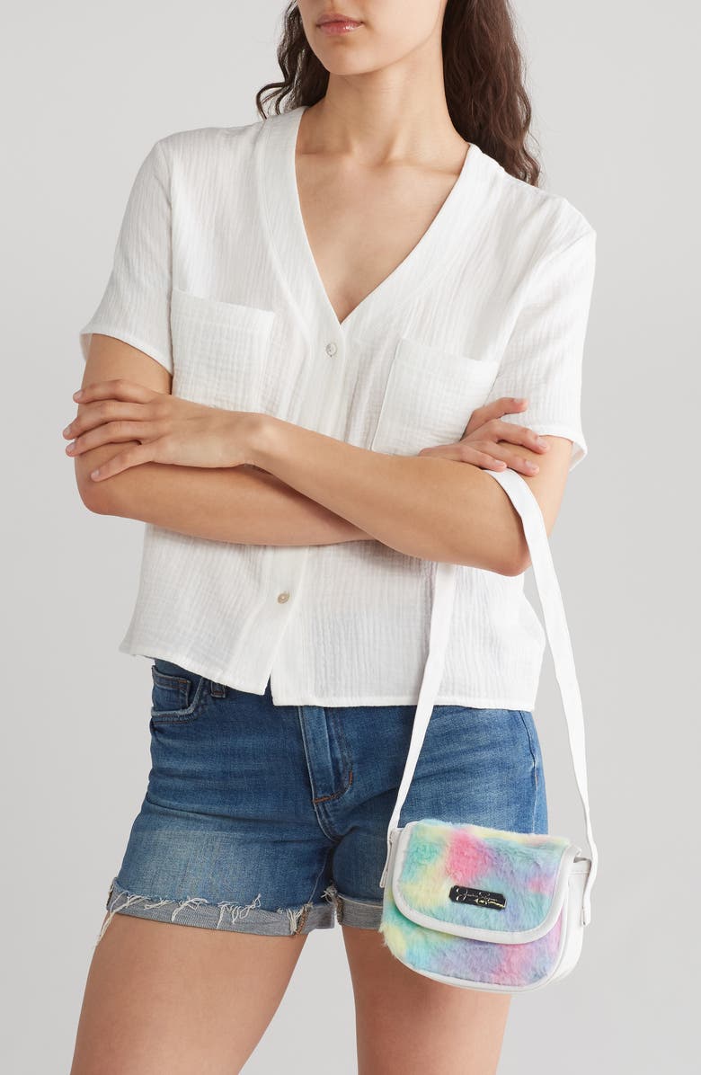 Jessica Simpson Kids' Rainbow Faux Fur Shoulder Bag, Alternate, color,