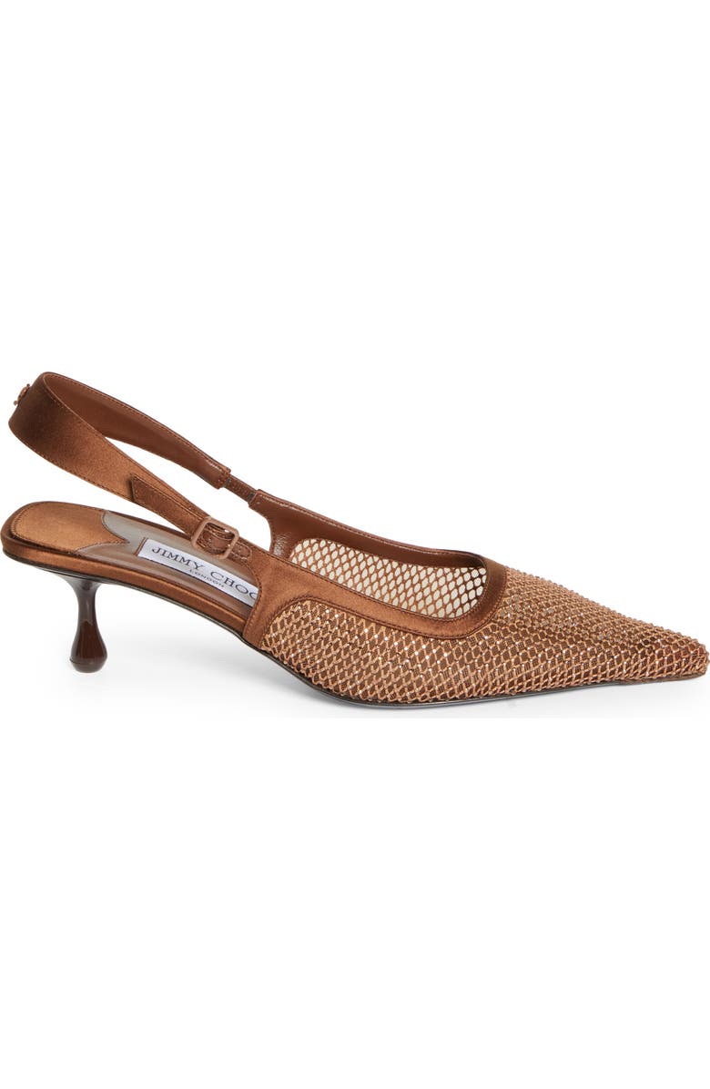 Jimmy Choo Amel Crystal Mesh Kitten Heel Slingback Pump, Alternate, color, Bronze/ Bronze
