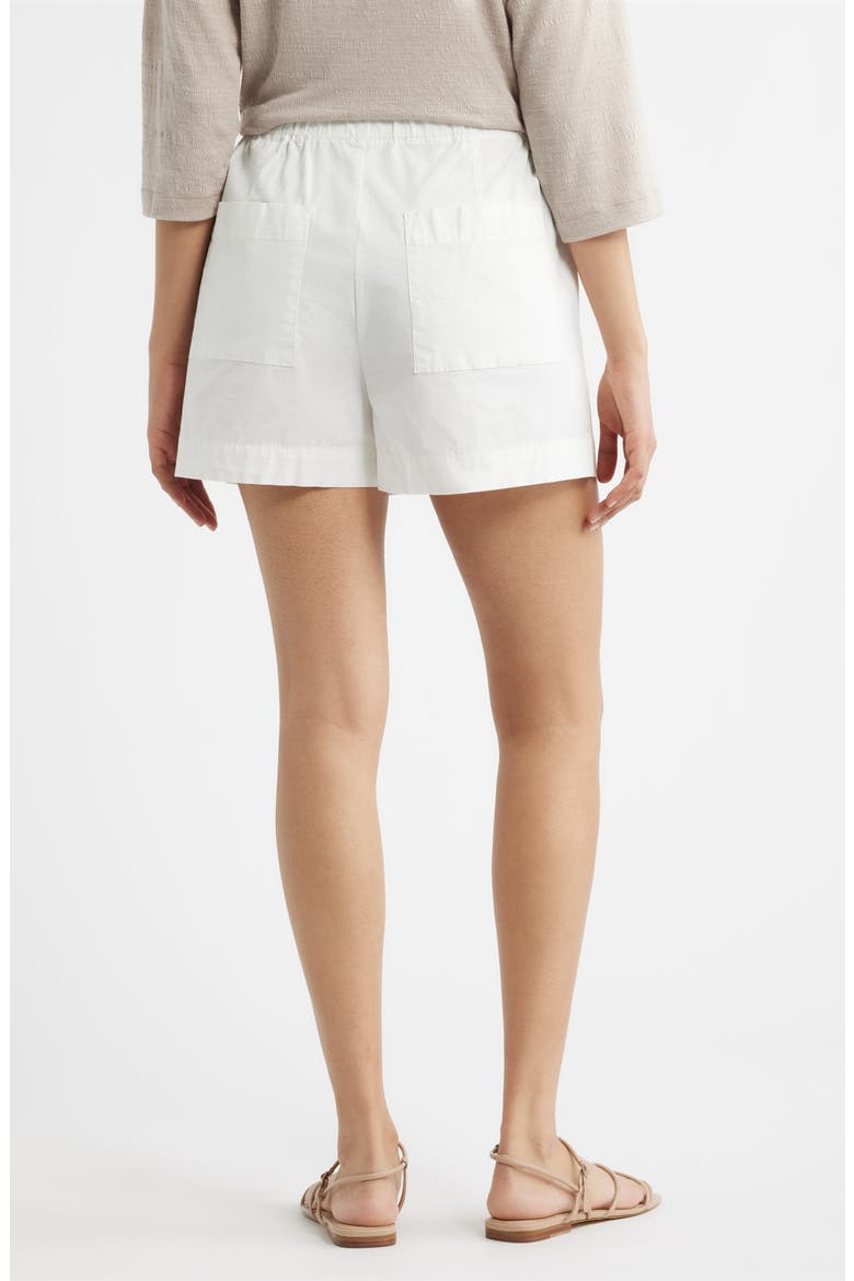 Pleated Stretch Cotton Shorts, Alternate, color, WHITE