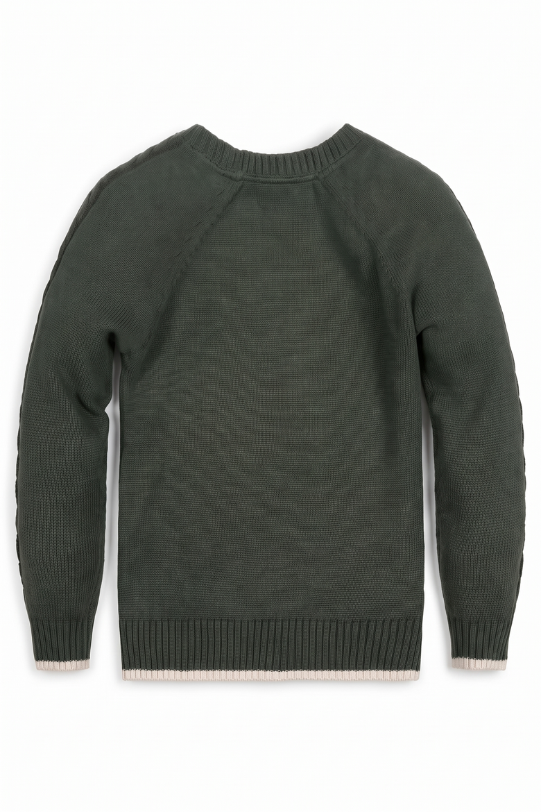 Kids' Organic Raglan Crew Neck Sweater, Alternate, color, Forest Green Heather
