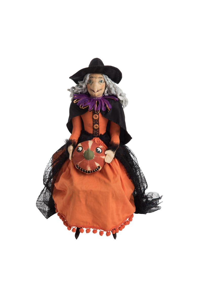Gilda Witch Jack-O'-Lantern Halloween Joe Spencer Gathered Traditions Figurine, Main, color, Orange