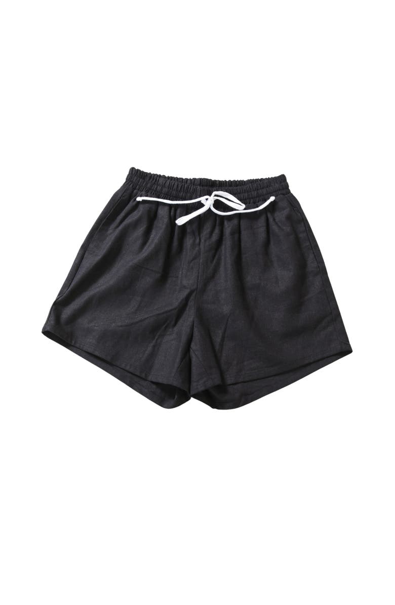 POPLINEN Plus Rita Linen Shorts, Alternate, color, Black