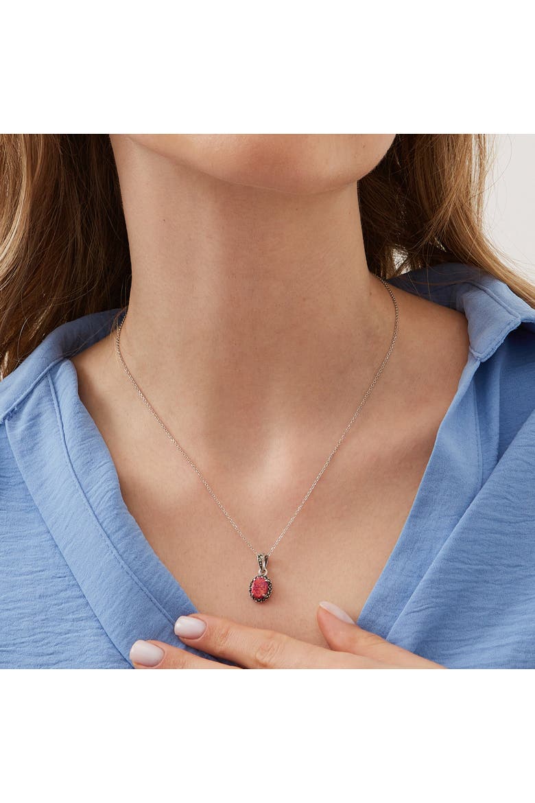 Oval Red Opal High Quality Sterling Silver Pendant Necklace, Alternate, color, Silver