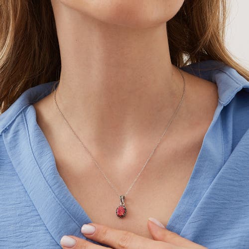 Spero London Oval Red Opal High Quality Sterling Silver Pendant Necklace In Metallic