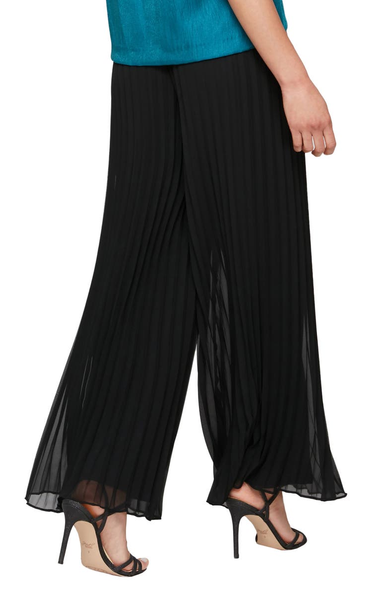 Alex Evenings Pleated Wide Leg Chiffon Pants, Alternate, color,
